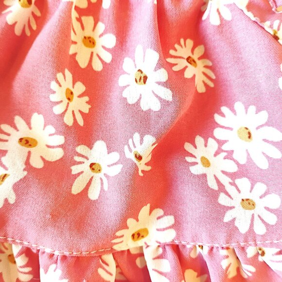 Pink Dog Dress with White Daisies, Ruffle Trim, Size XS - Picture 4 of 7